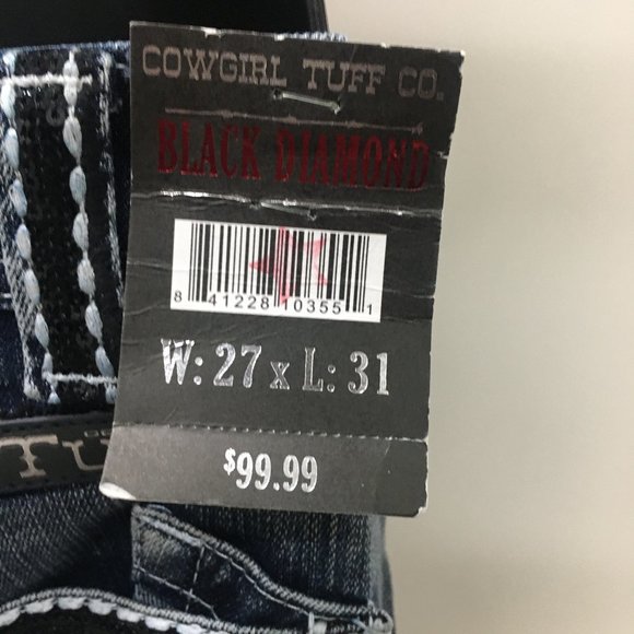 NWT Cowgirl Tuff Black Diamond Jeans W: 27/ L:31 - Picture 8 of 16